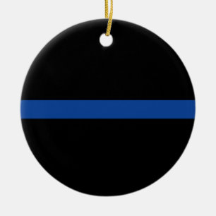 Thin Blue Line Police Law Enforcement Gift Ceramic Ornament
