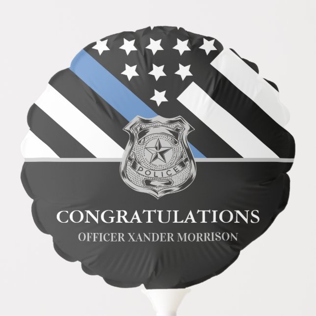 Thin Blue Line Police Law Enforcement Graduation Balloon (Front)