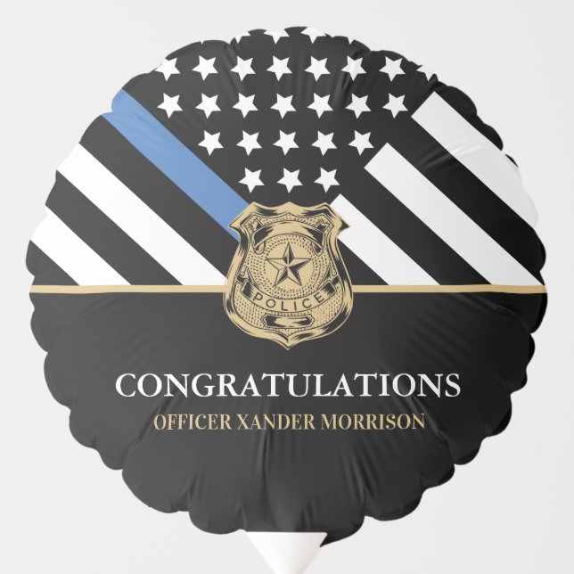 Thin Blue Line Police Law Enforcement Graduation Balloon (Front)