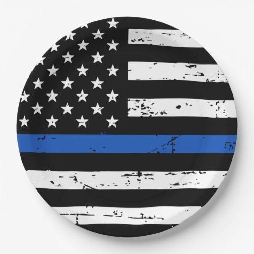 Thin Blue Line Police Law Enforcement Paper Plate