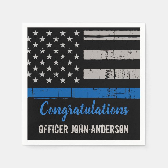 Thin Blue Line Police Law Enforcement Party Napkins (Front)