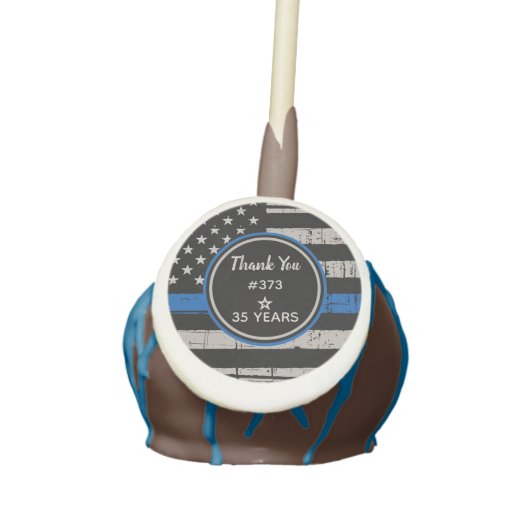 Thin Blue Line - Police Law Enforcement Retirement Cake Pops (Front)