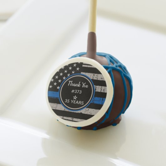 Thin Blue Line - Police Law Enforcement Retirement Cake Pops (Front Insitu)