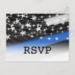 Thin Blue Line Police Law Enforcement RSVP Invitation Postcard