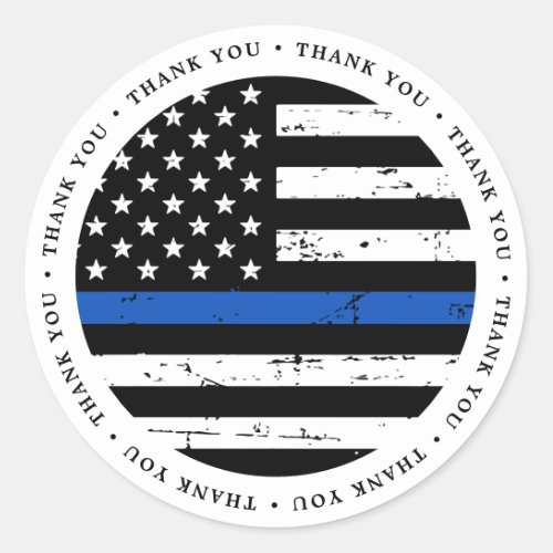 Thin Blue Line Police Law Enforcement Thank You Classic Round Sticker