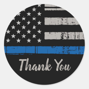 Thin Blue Line Police Law Enforcement Thank You Classic Round Sticker