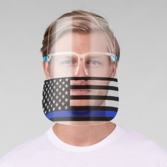 Thin Blue Line Police Law Enforcement USBlack FLAG Face Shield