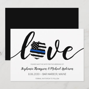 Thin Blue Line Police Law Enforcement Wedding Save The Date