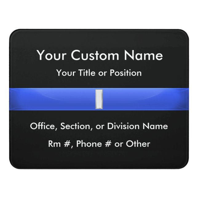 Thin Blue Line Police Lieutenant Door Sign (Contemporary Front)