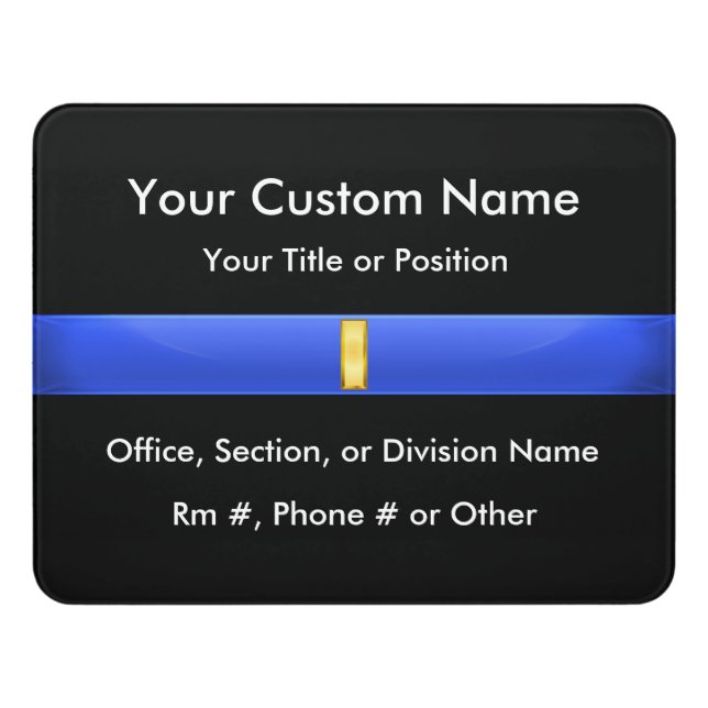 Thin Blue Line Police Lieutenant Door Sign (Contemporary Front)