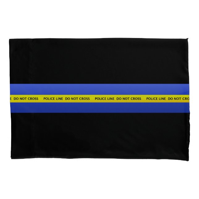 Thin Blue Line Police Line Crime Scene Tape Pillow Case (Front)