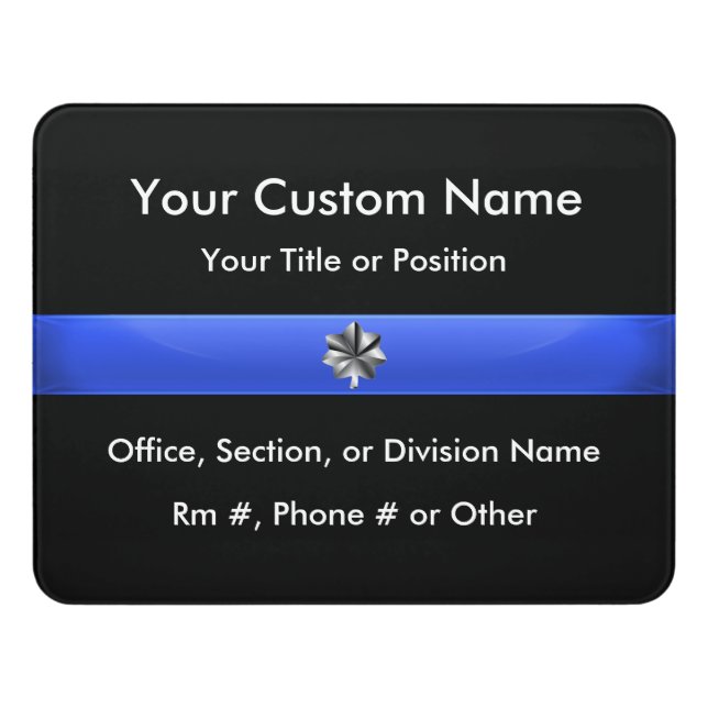 Thin Blue Line Police Lt. Colonel Door Sign (Contemporary Front)