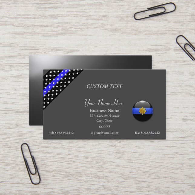 Thin Blue Line Police Major Business Card (Front/Back In Situ)