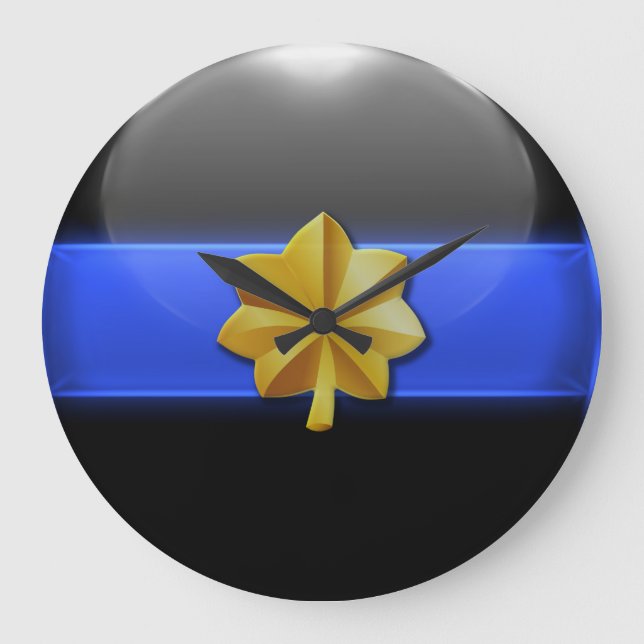 Thin Blue Line - Police Major Insignia Large Clock (Front)