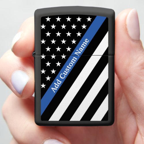 Thin Blue Line Police Monogrammed Zippo Lighter