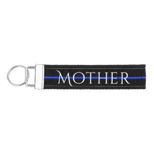 Thin Blue Line Police Mother Officer Key Chain Mom