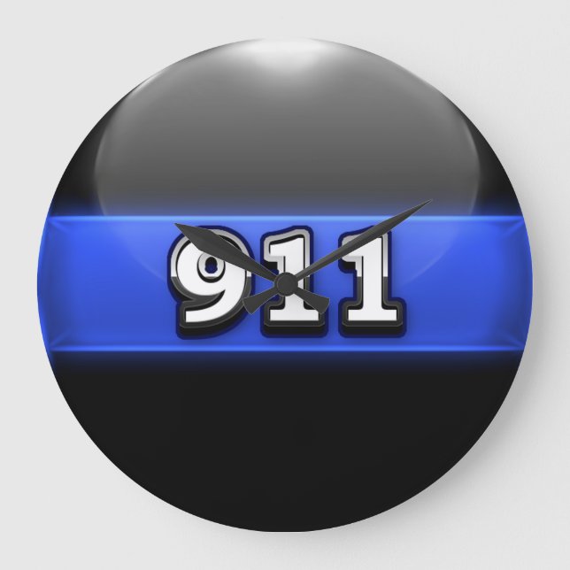 Thin Blue Line Police Office Large Clock (Front)
