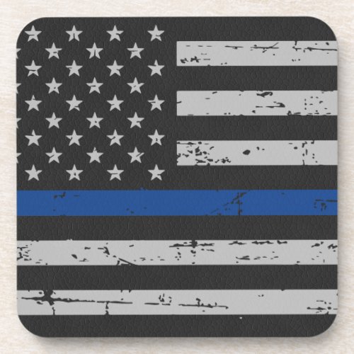 Thin Blue Line _ Police Officer _ American Flag Coaster