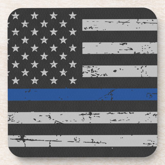 Thin Blue Line - Police Officer - American Flag Coaster (Front)