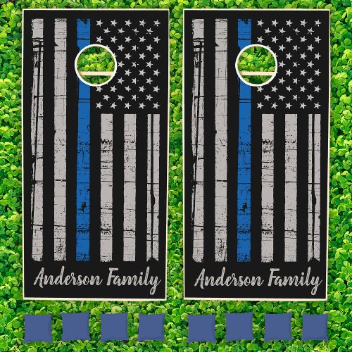 Thin Blue Line _ Police Officer _ American Flag Cornhole Set