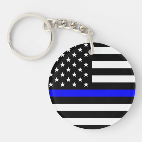 Thin Blue Line _ Police Officer _ American Flag Keychain