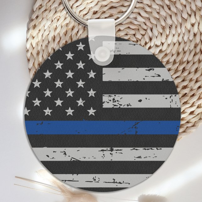 Thin Blue Line - Police Officer - American Flag Keychain (Creator Uploaded)
