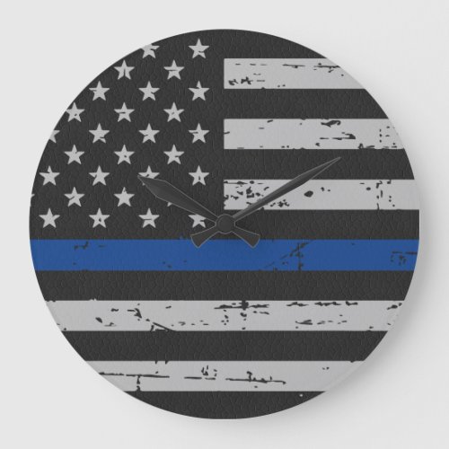 Thin Blue Line _ Police Officer _ American Flag Large Clock