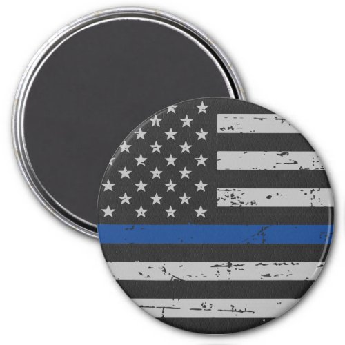 Thin Blue Line _ Police Officer _ American Flag Magnet