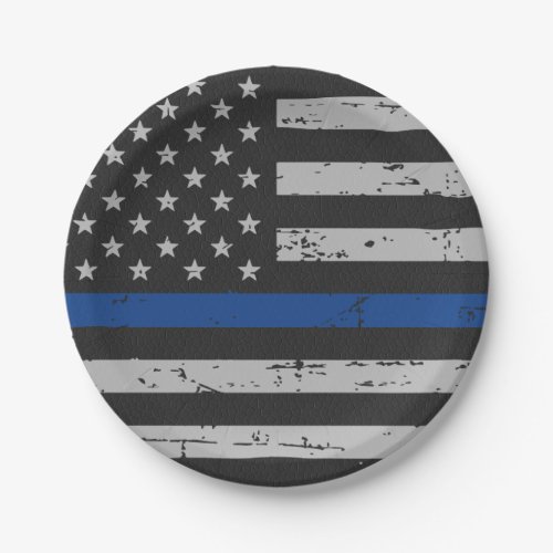 Thin Blue Line _ Police Officer _ American Flag Paper Plates