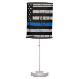 Thin Blue Line - Police Officer - American Flag Table Lamp