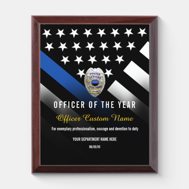 Thin Blue Line Police Officer Badge Acrylic Award (Vertical)