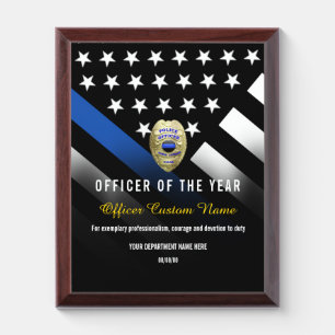 Thin Blue Line Police Officer Badge Acrylic Award Plaque