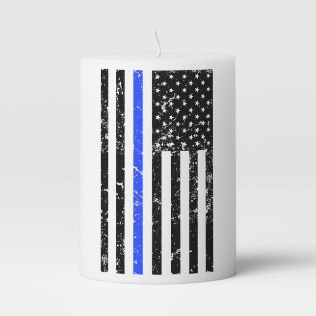 Thin Blue Line Police Officer candle (Front)