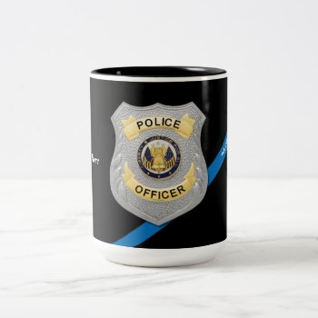 Thin Blue Line Police Officer Coffee Mug by JFVisualMedia at Zazzle