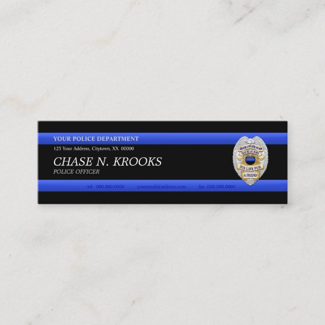 Thin Blue Line Police Officer Custom Business Card (Front)