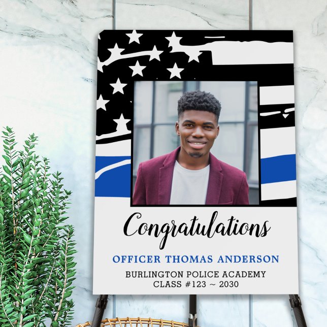 Thin Blue Line Police Officer Graduation Party  Foam Board (Creator Uploaded)