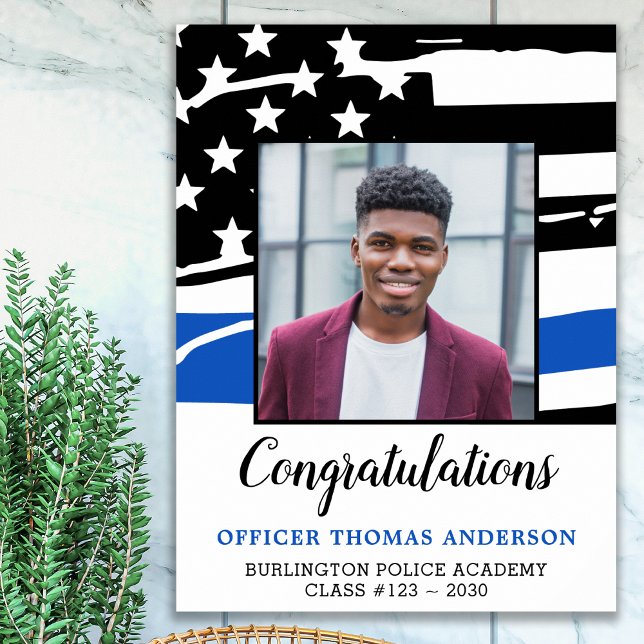 Thin Blue Line Police Officer Graduation Party Poster (Creator Uploaded)