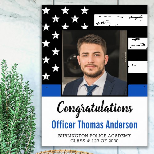 Thin Blue Line Police Officer Graduation Party Poster