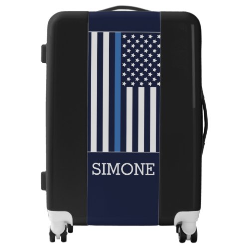Thin Blue Line Police Officer Law Enforcement  Lug Luggage