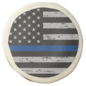 Thin Blue Line - Police Officer - Law Enforcement Sugar Cookie (Front)