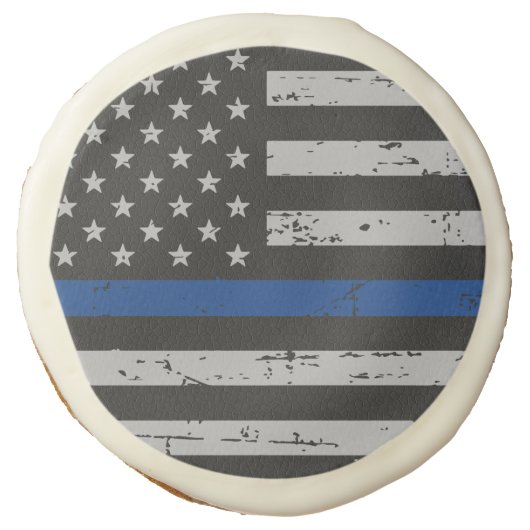 Thin Blue Line - Police Officer - Law Enforcement Sugar Cookie (Front)