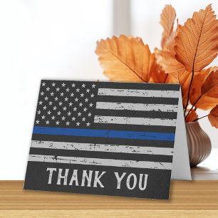 Thin Blue Line Police Officer Letterpress Thank You Card