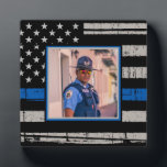 Thin Blue Line Police Officer Photo Plaque<br><div class="desc">Thin Blue Line Picture Frame Plaque . Personalize with your favorite officer's photo . COPYRIGHT © 2020 Judy Burrows,  Black Dog Art - All Rights Reserved. Thin Blue Line Police Officer Photo plaque</div>