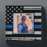 Thin Blue Line Police Officer Photo Plaque<br><div class="desc">Thin Blue Line Picture Frame Plaque . Personalize with your favorite officer's photo . COPYRIGHT © 2020 Judy Burrows,  Black Dog Art - All Rights Reserved. Thin Blue Line Police Officer Photo plaque</div>