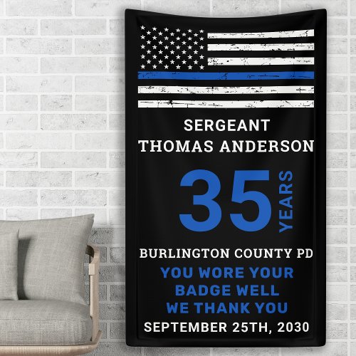 Thin Blue Line Police Officer Retirement Party Banner