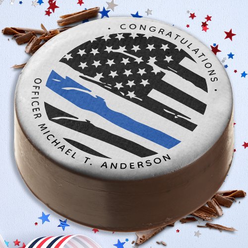 Thin Blue Line Police Officer Retirement Party Chocolate Covered Oreo