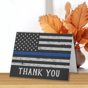 Thin Blue Line Police Officer Thank You Card