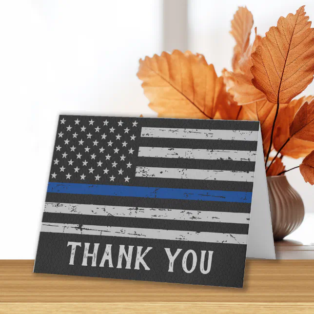 Thin Blue Line Police Officer Thank You Card | Zazzle