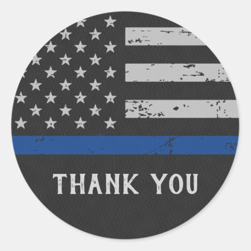 Thin Blue Line Police Officer Thank You Classic Ro Classic Round Sticker