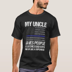 Thin Blue Line Police Officer Uncle T Shirt
